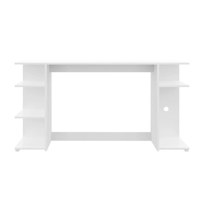 Mesa Escritorio Gamer - Mesa Ordenador - Escritorio Oficina/Despacho - con Espacio de Almacenamiento en Patas - Blanco - Dimensiones: 136x75x60cm - Buyqualia