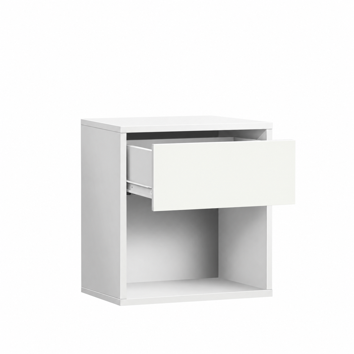 Mesita de Noche  cm | 1 Cajón sin Tirador y Estante Abierto | Diseño Minimalista - Buyqualia