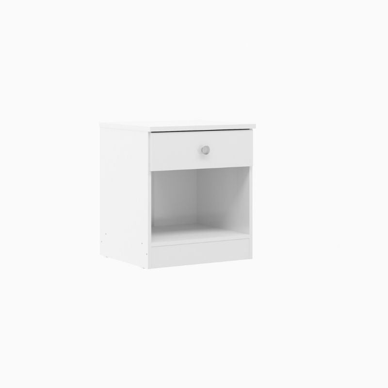 Mesilla de Dormitorio Compacta y Funcionalen color blanco,  45x40x36 cm con 1 Cajón