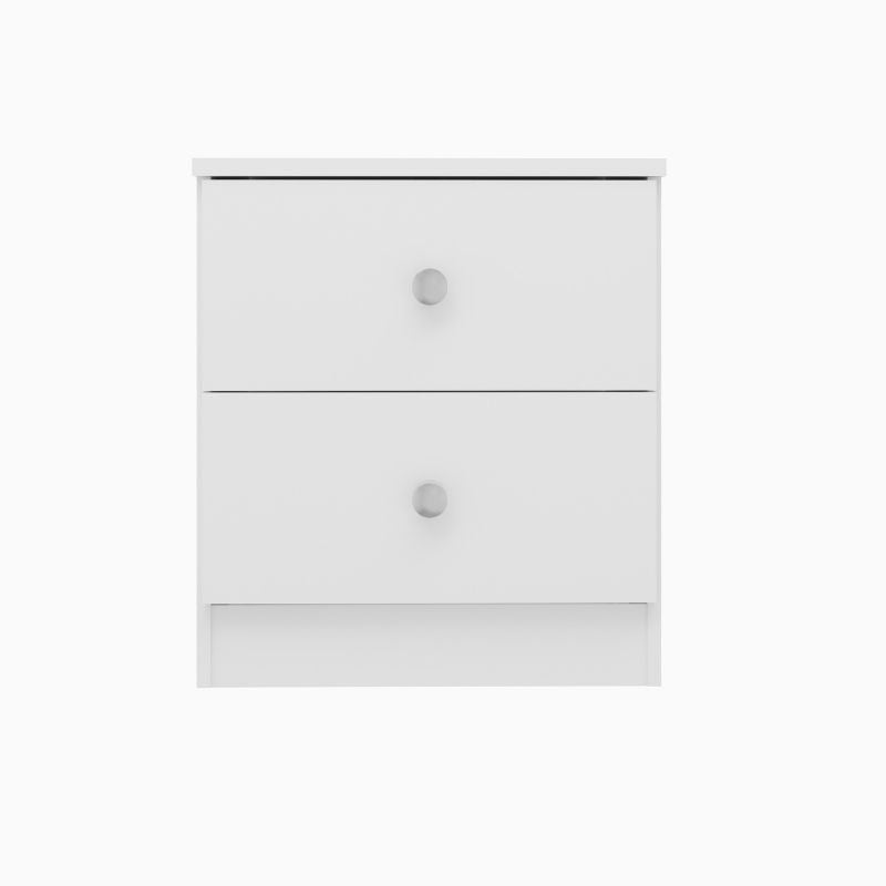 Mesita de Noche Blanca 40x45x36 cm con 2 Cajones – Mesilla de Dormitorio Compacta y Funcional