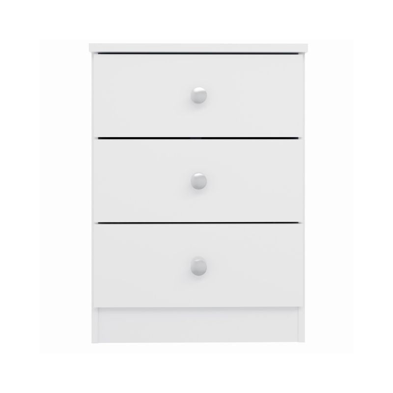 Mesita de Noche Blanca 55,6x40x36 cm con 3 Cajones – Mesilla de Dormitorio Moderna y Funcional