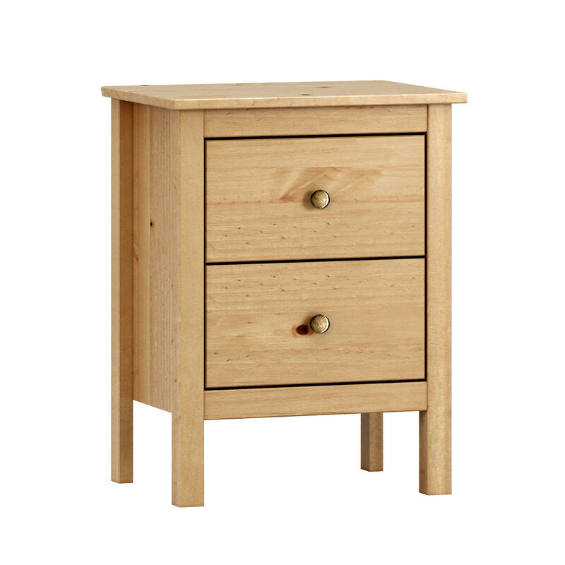 Mesita de Noche de 2 cajones - Colección Magda - Madera Maciza - Color: Blanco - Buyqualia
