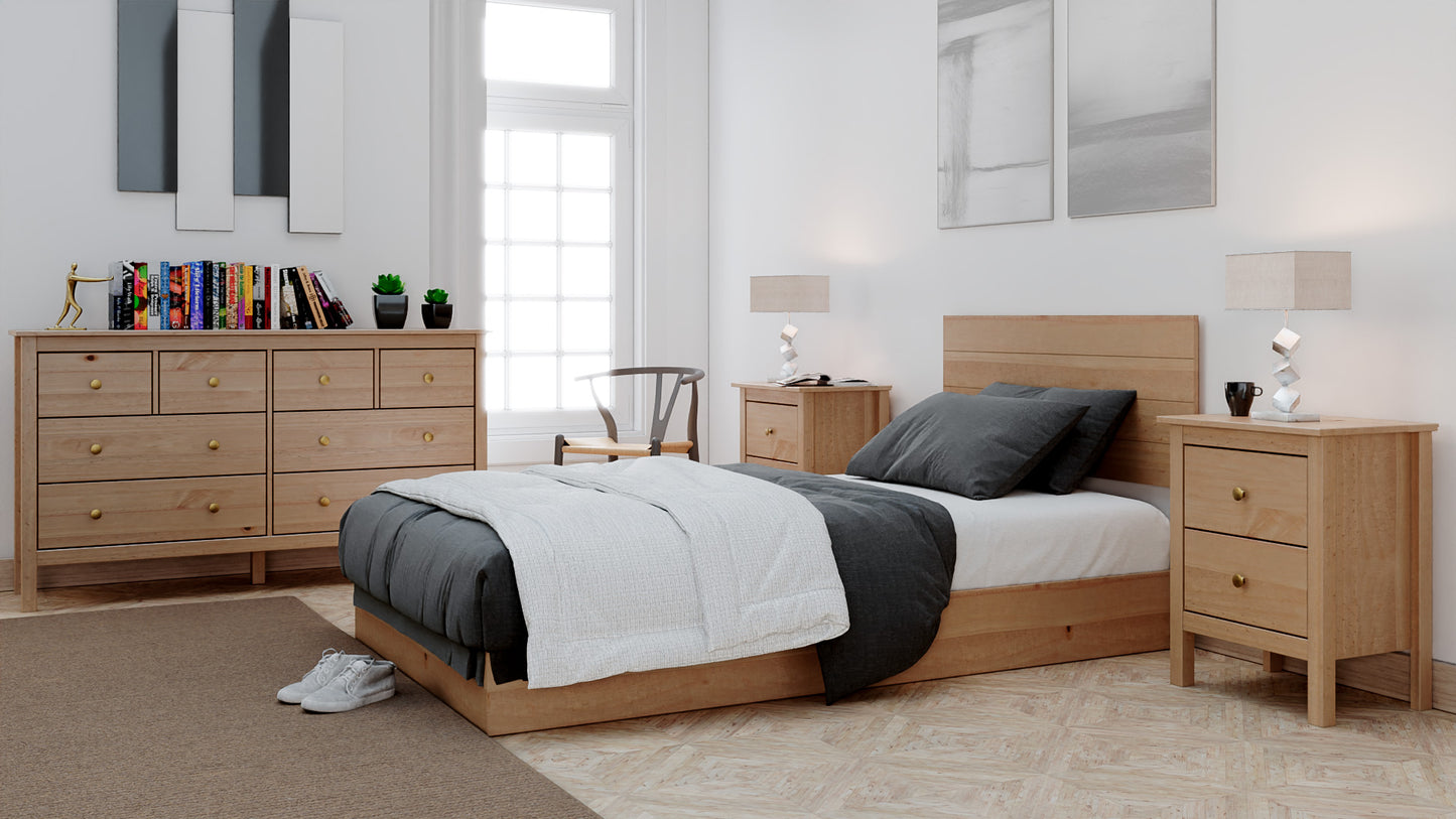 Mesita de Noche de 2 cajones - Colección Magda - Madera Maciza - Color: Blanco - Buyqualia