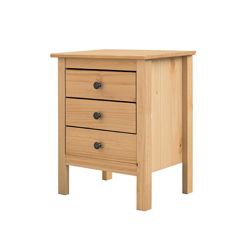 Mesita de Noche 3 Cajones en Madera Maciza – Colección Magda – Color Blanco, Estilo Clásico y Elegante