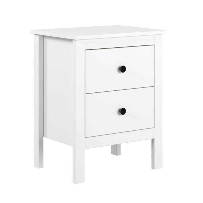 Mesita de Noche Blanca con 2 Cajones Estilo Moderno