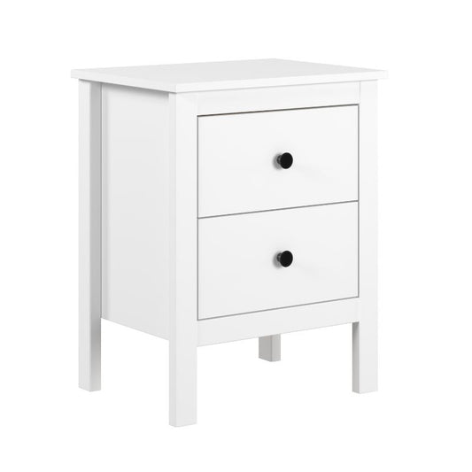 Mesita de Noche Blanca con 2 Cajones Estilo Moderno