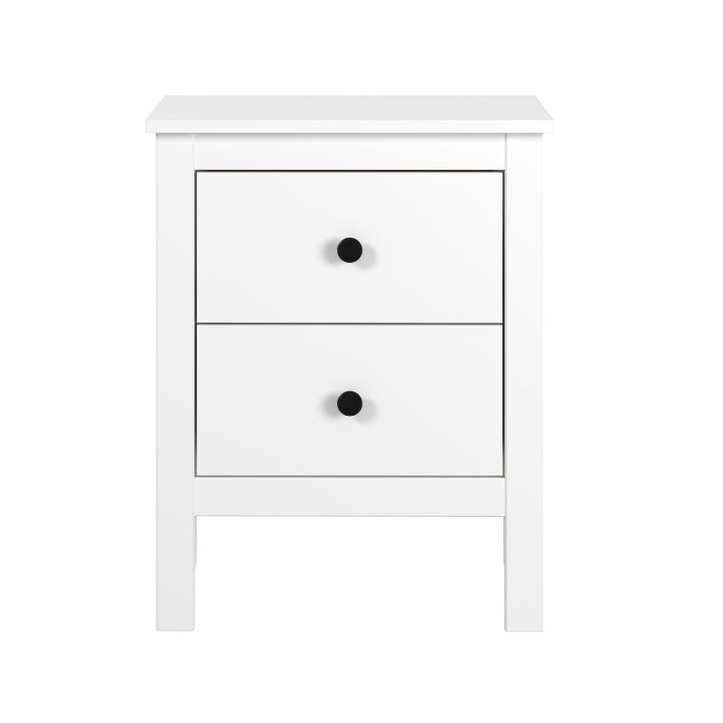 Mesita de Noche Blanca con 2 Cajones Estilo Moderno