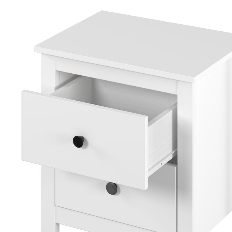 Mesita de Noche Blanca con 2 Cajones Estilo Moderno
