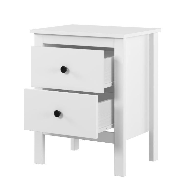 Mesita de Noche Blanca con 2 Cajones Estilo Moderno
