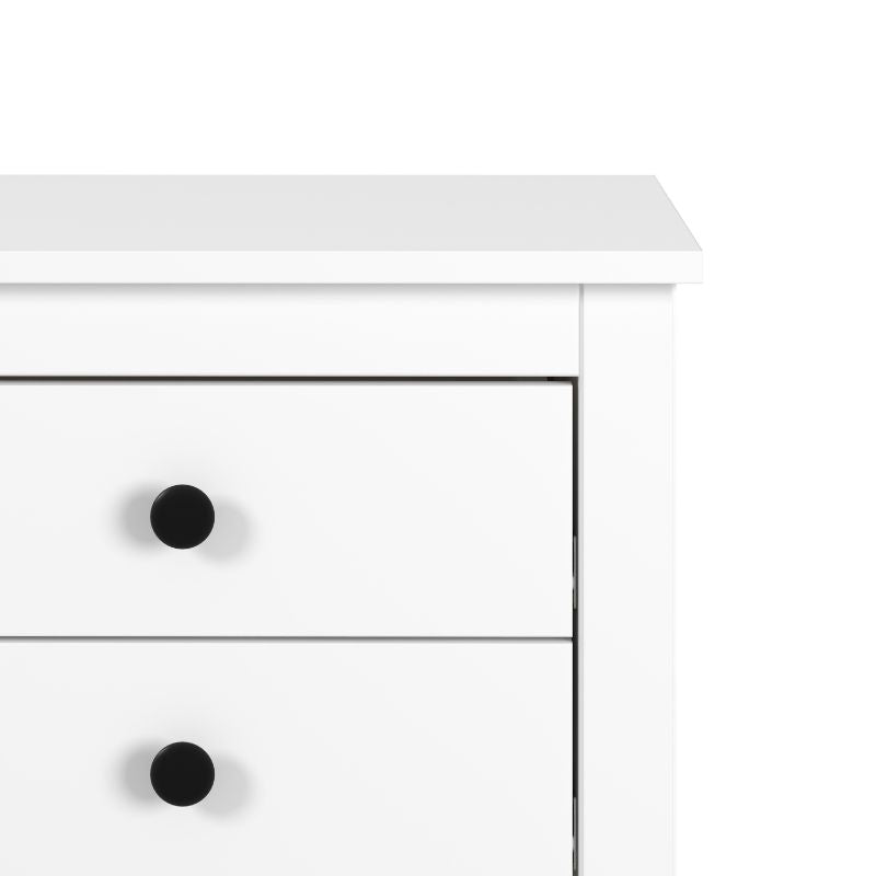 Mesita de Noche Blanca con 3 Cajones Estilo Moderno