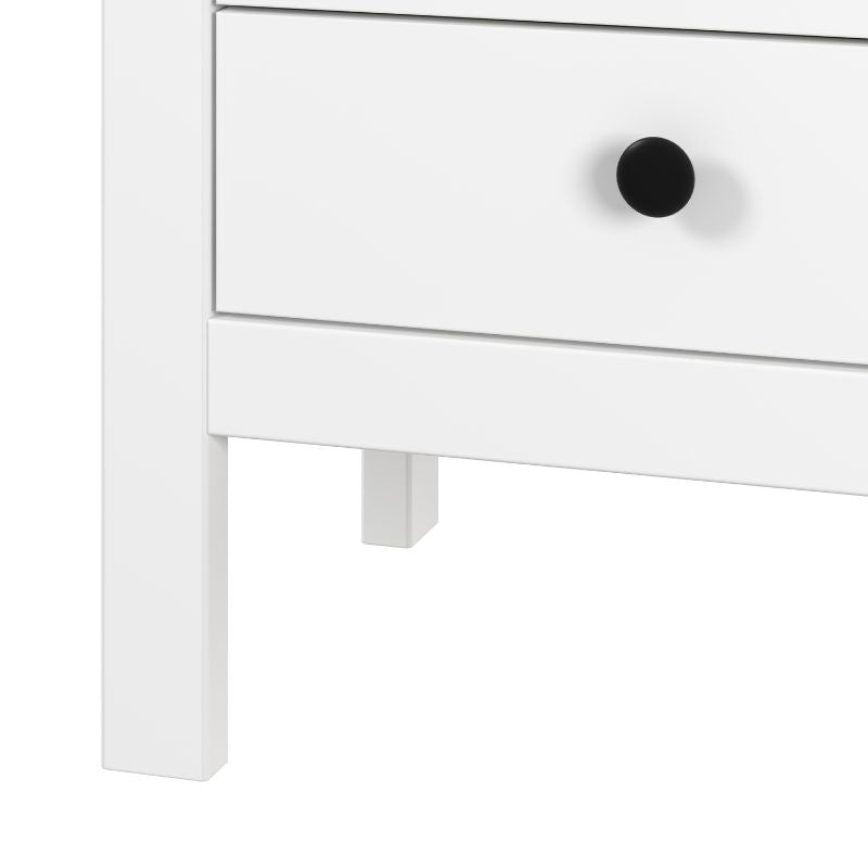 Mesita de Noche Blanca con 3 Cajones Estilo Moderno