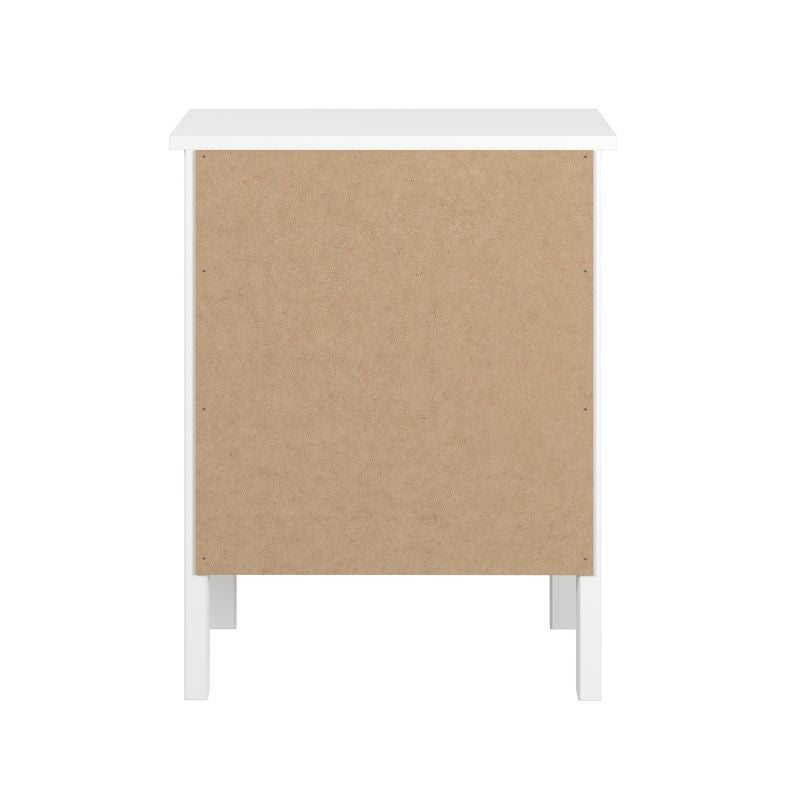 Mesita de Noche Blanca con 3 Cajones Estilo Moderno