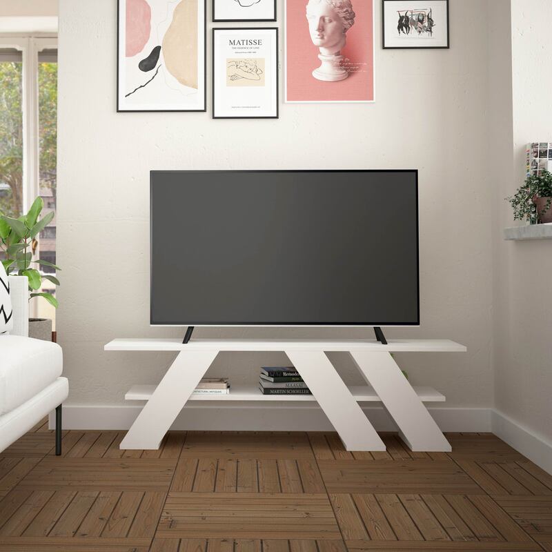 Buyqualia Mesa TV Mueble para salón Comedor (Alto 40 / Ancho 140 / Fondo 34) en Color (Blanco)
