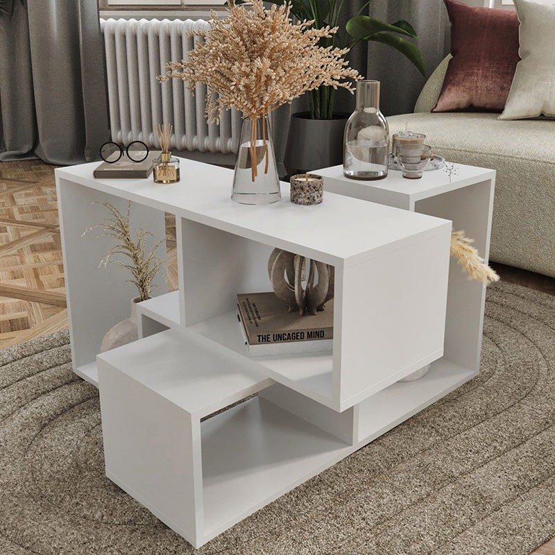 Mueble modular blanco versátil pack 2 unidades – Estantería, mueble TV o almacenamiento, 54x183x30 cm - Buyqualia