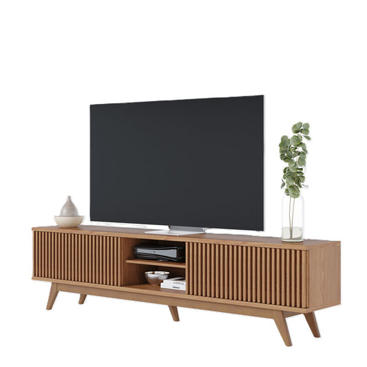 Mueble Bajo de TV - Puertas con diseño de panelado fino - 218x58x40cm