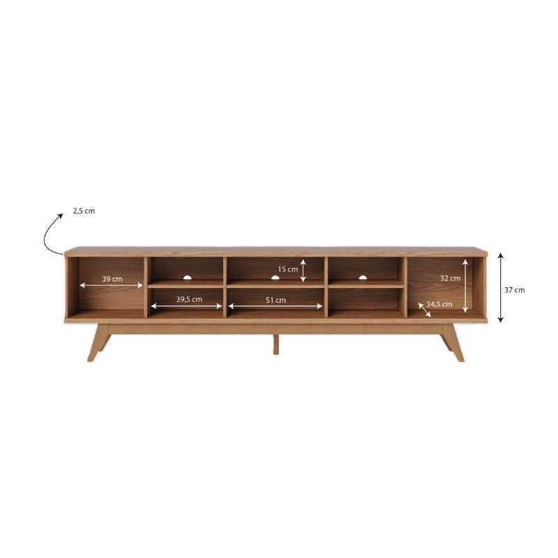 Mueble Bajo de TV - Puertas con diseño de panelado fino - 218x58x40cm