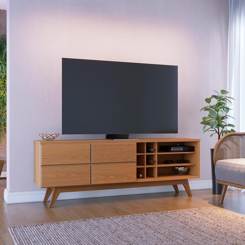 Mueble Bajo de TV - Con Puertas y Botellero - 180x64x37cm