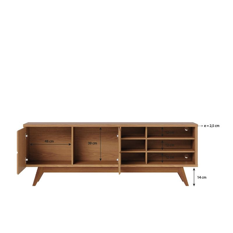 Mueble Bajo de TV - Con Puertas y Botellero - 180x64x37cm