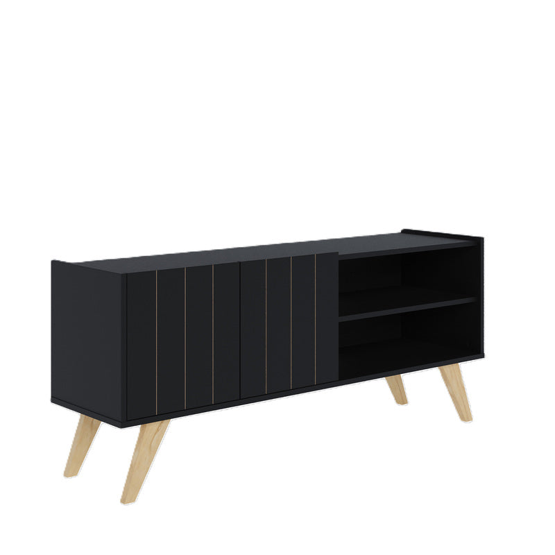 Mueble de TV Moderno - Estilo Escandinavo Blanco con Patas de Madera - 136x59x36cm - Buyqualia