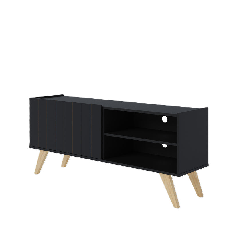 Mueble de TV Moderno - Estilo Escandinavo Blanco con Patas de Madera - 136x59x36cm - Buyqualia