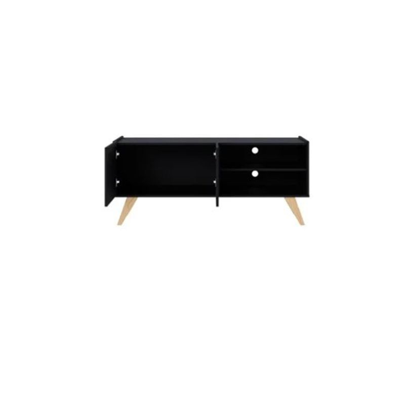 Mueble de TV Moderno - Estilo Escandinavo Blanco con Patas de Madera - 136x59x36cm - Buyqualia
