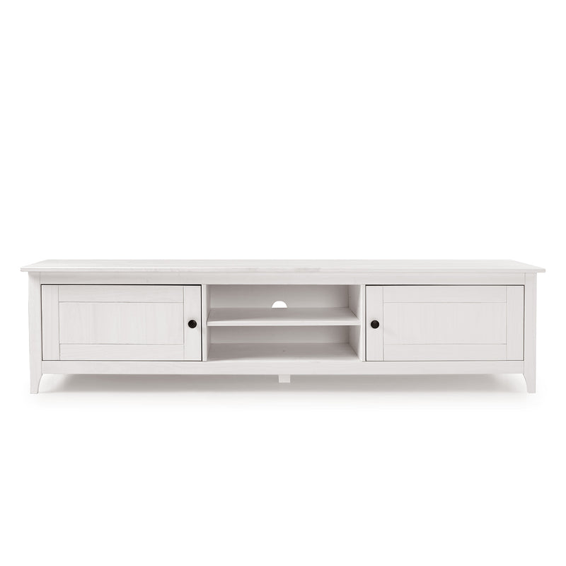 Buyqualia Mesa TV OSMA, 2 Puertas 2 Huecos, 45x180x35, Blanco Abierto (Grande)