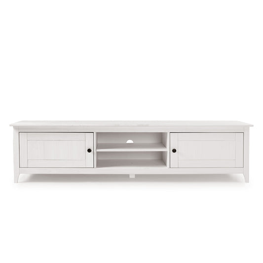 Buyqualia Mesa TV OSMA, 2 Puertas 2 Huecos, 45x180x35, Blanco Abierto (Grande)