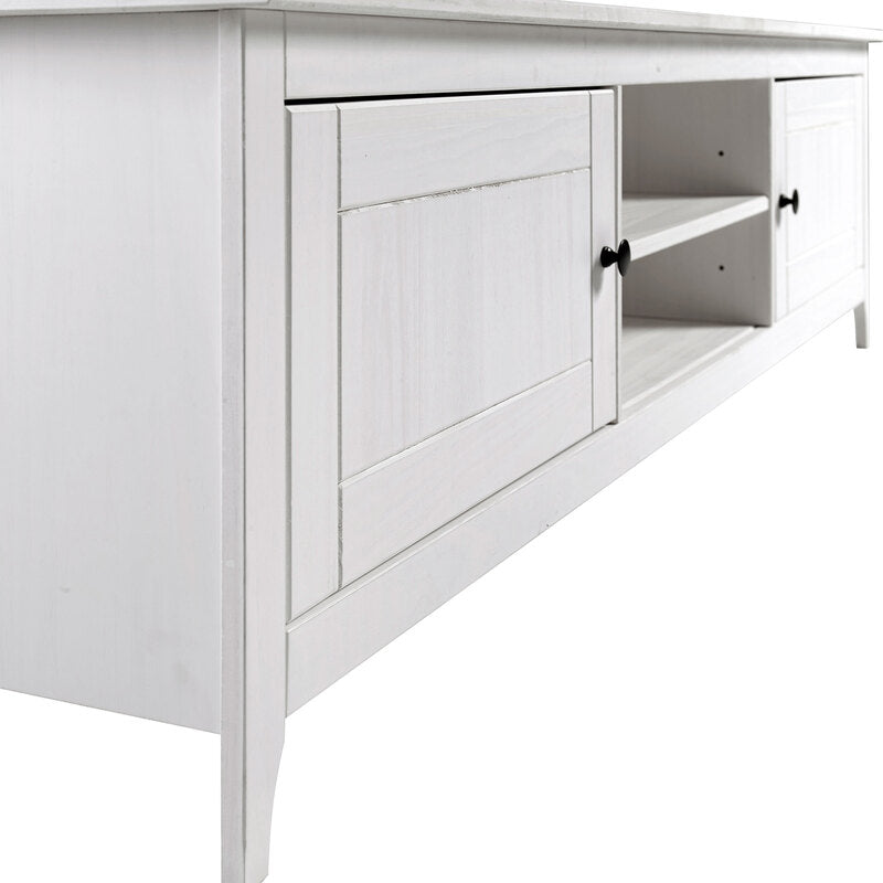 Buyqualia Mesa TV OSMA, 2 Puertas 2 Huecos, 45x180x35, Blanco Abierto (Grande)