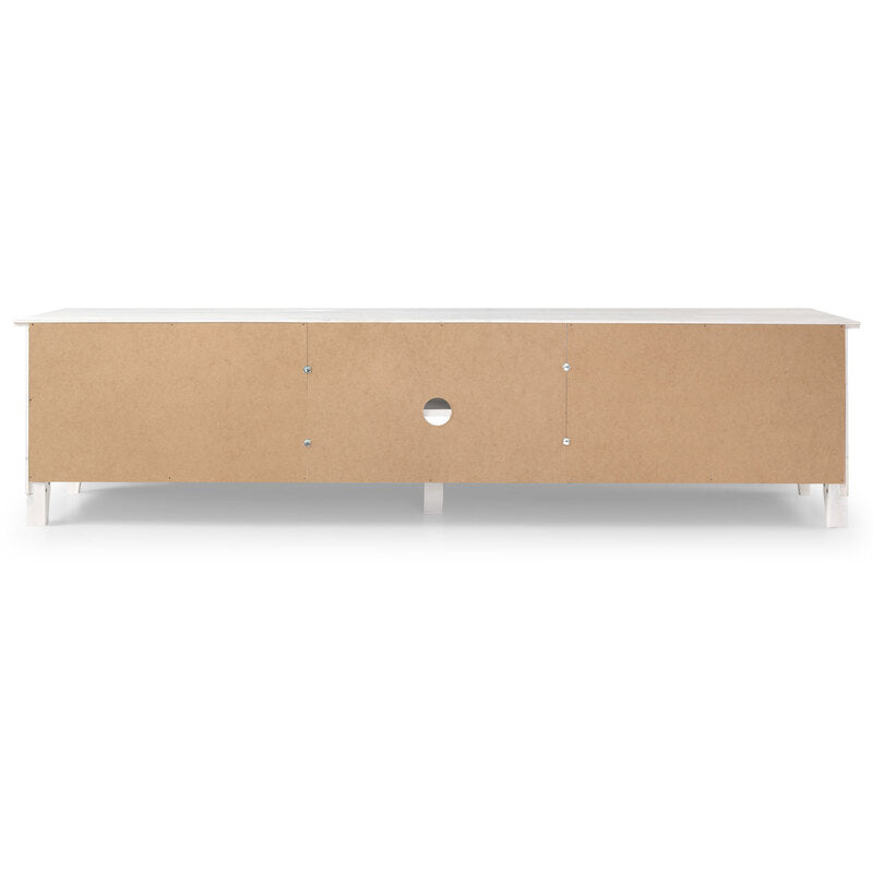 Buyqualia Mesa TV OSMA, 2 Puertas 2 Huecos, 45x180x35, Blanco Abierto (Grande)