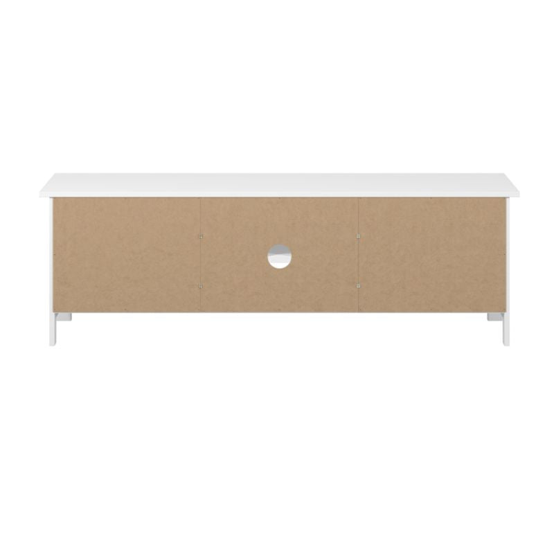 Mueble TV Blanco con 2 Puertas y Estantes Centrales Estilo Moderno