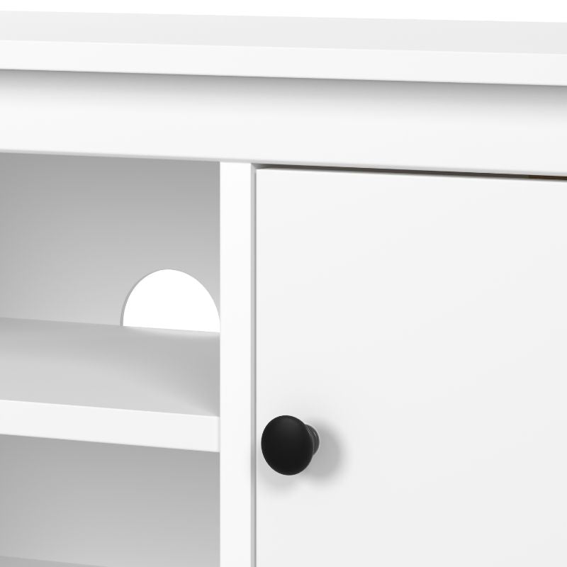Mueble TV Blanco con 2 Puertas y Estantes Centrales Estilo Moderno