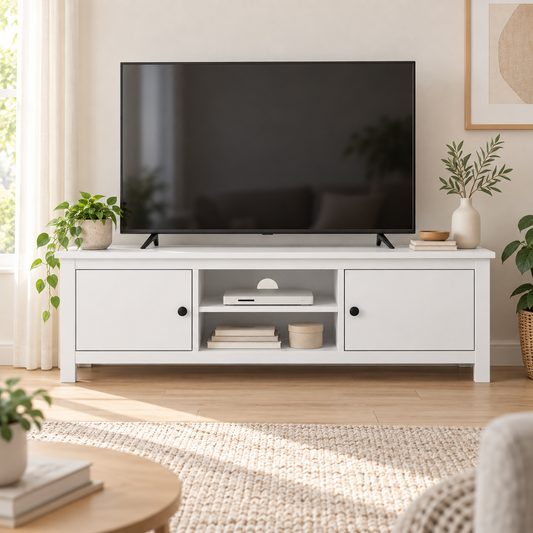 Mueble TV con 2 Puertas y Estantes Centrales Estilo Moderno