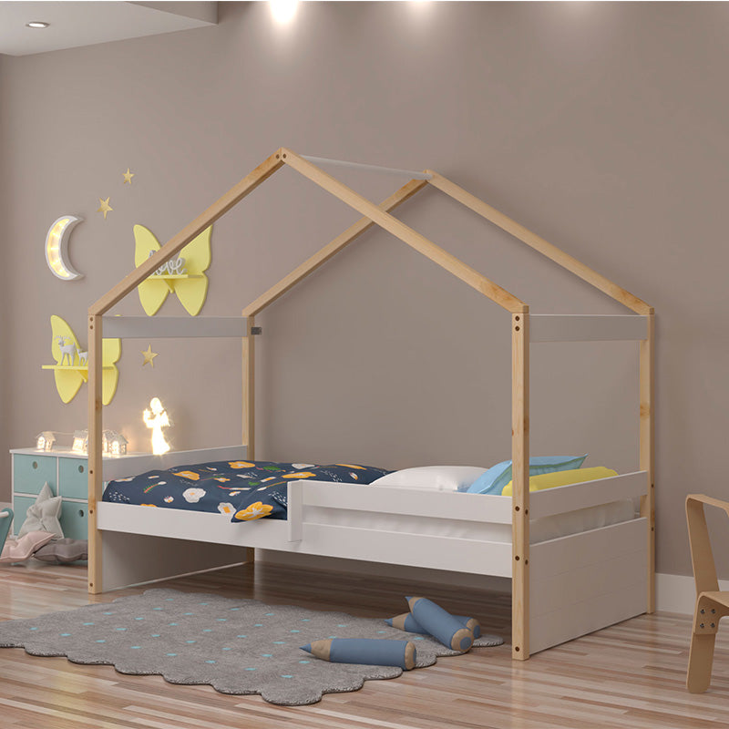 Cama Nido Infantil Estilo Casita – Estructura de Madera 150x195x97 cm – Diseño Lúdico y Funcional para Niños - Buyqualia