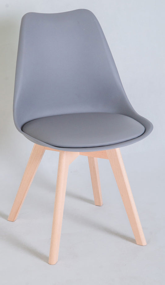 Silla de Comedor Estilo Nórdico – Asiento Blanco con Cojín y Patas de Madera en Roble - Buyqualia