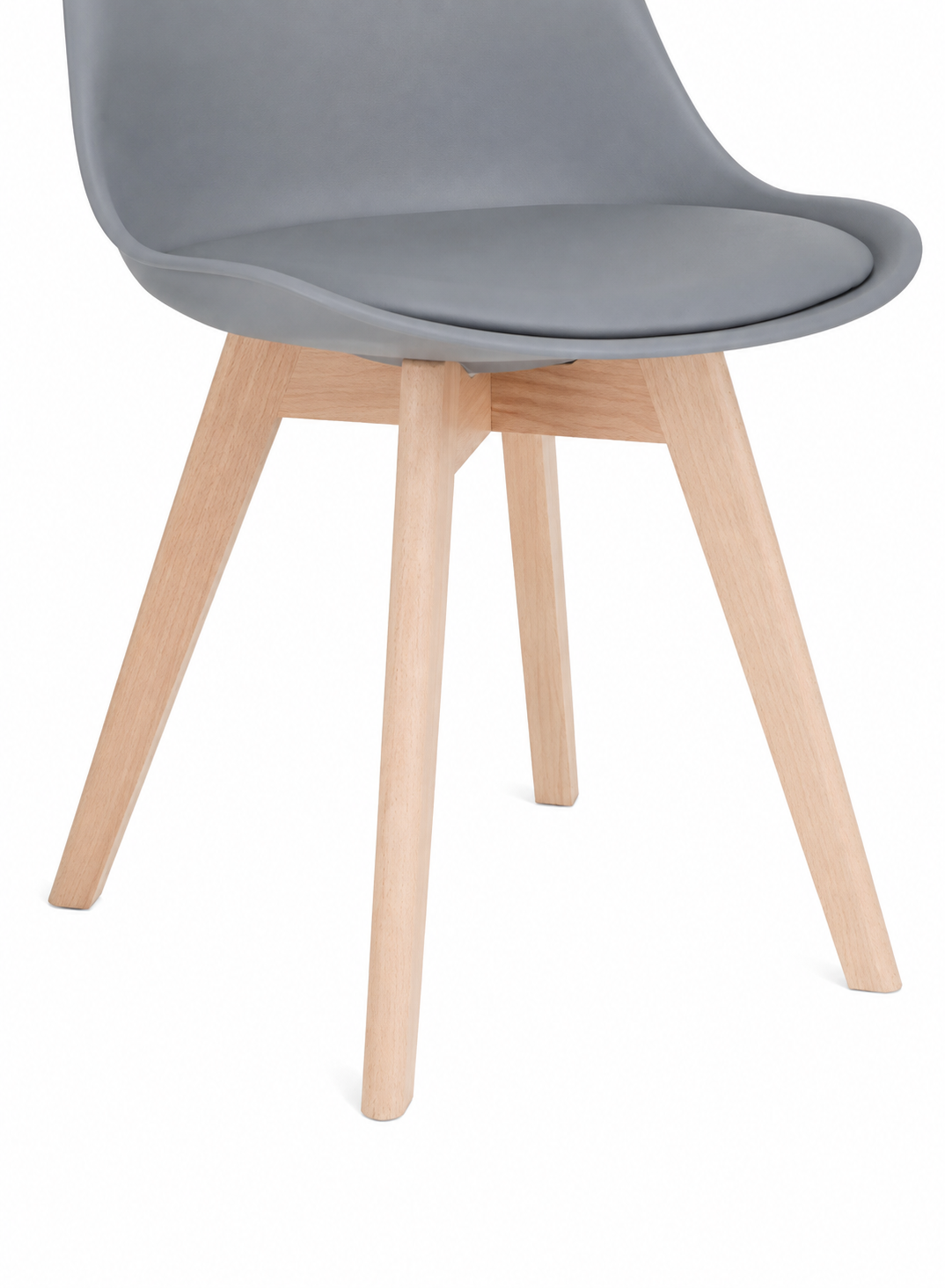 Juego de 4 sillas de Comedor Estilo Nórdico – Asiento Blanco con Cojín y Patas de Madera en Roble - Buyqualia