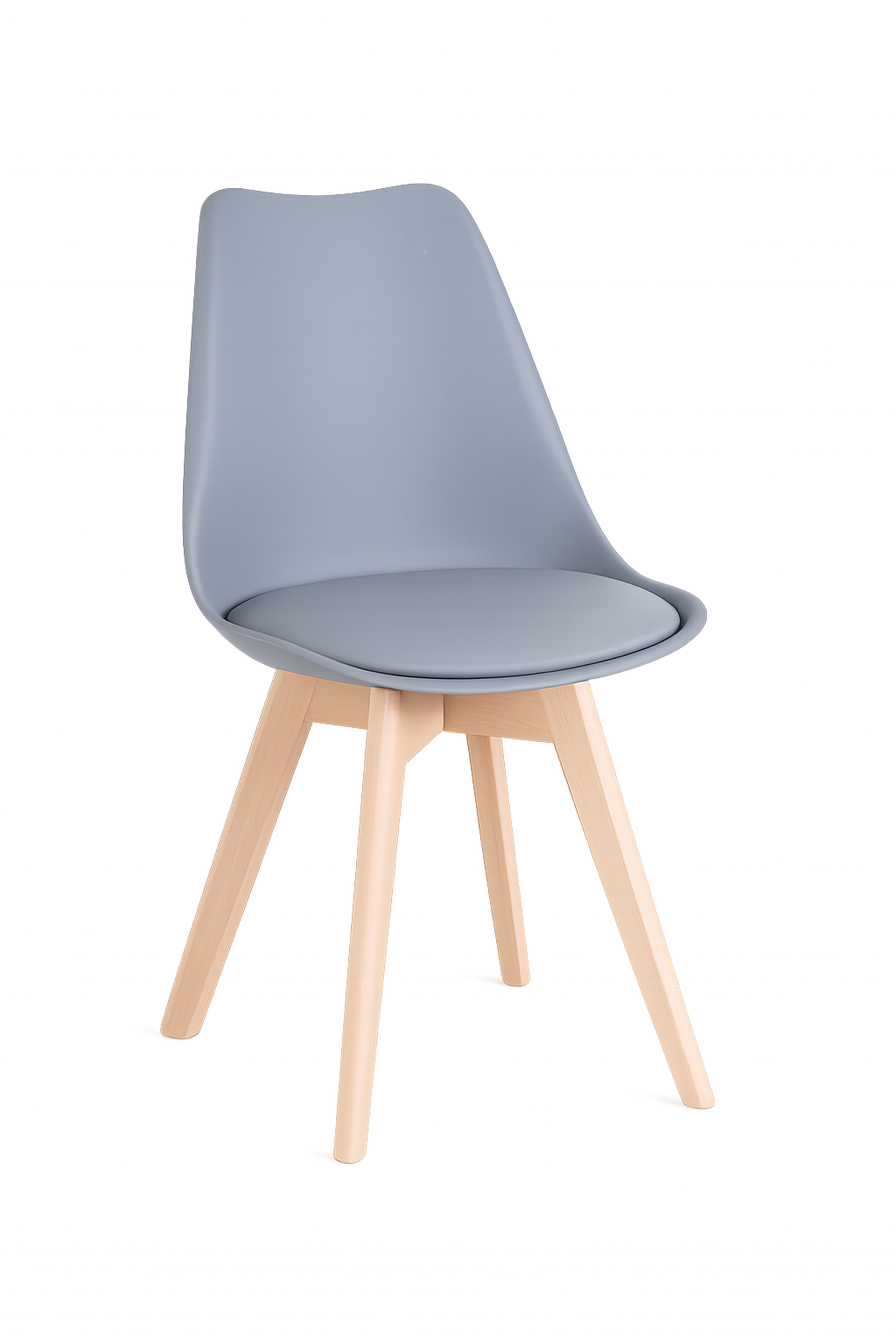 Juego de 4 sillas de Comedor Estilo Nórdico – Asiento Blanco con Cojín y Patas de Madera en Roble - Buyqualia