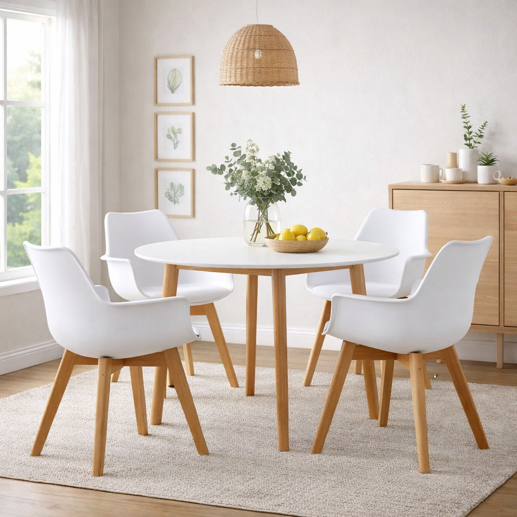 Juego de 4 Sillas Blancas – Diseño Moderno para Comedor y Cocina