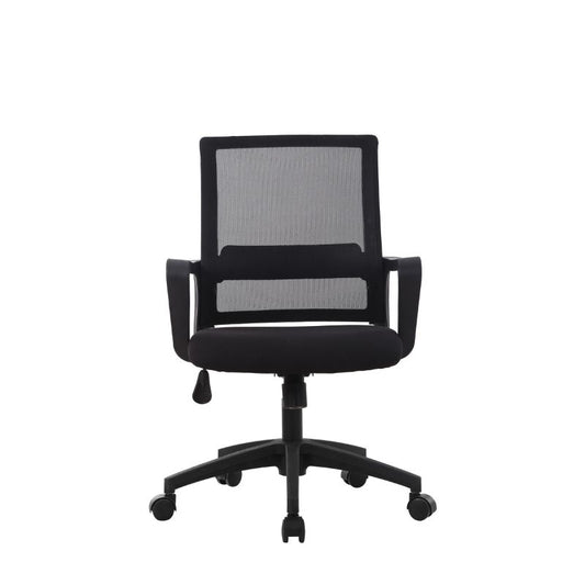 Silla de Oficina Negra 102x46x50 cm | Respaldo de Malla, Reposabrazos y Ruedas Metálicas con Recubrimiento Plástico | Ergonómica y Moderna - Buyqualia