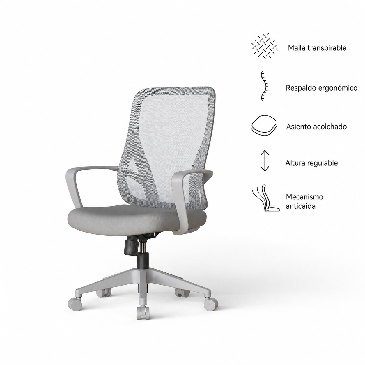 Silla ejecutiva ergonómica de oficina con respaldo de malla