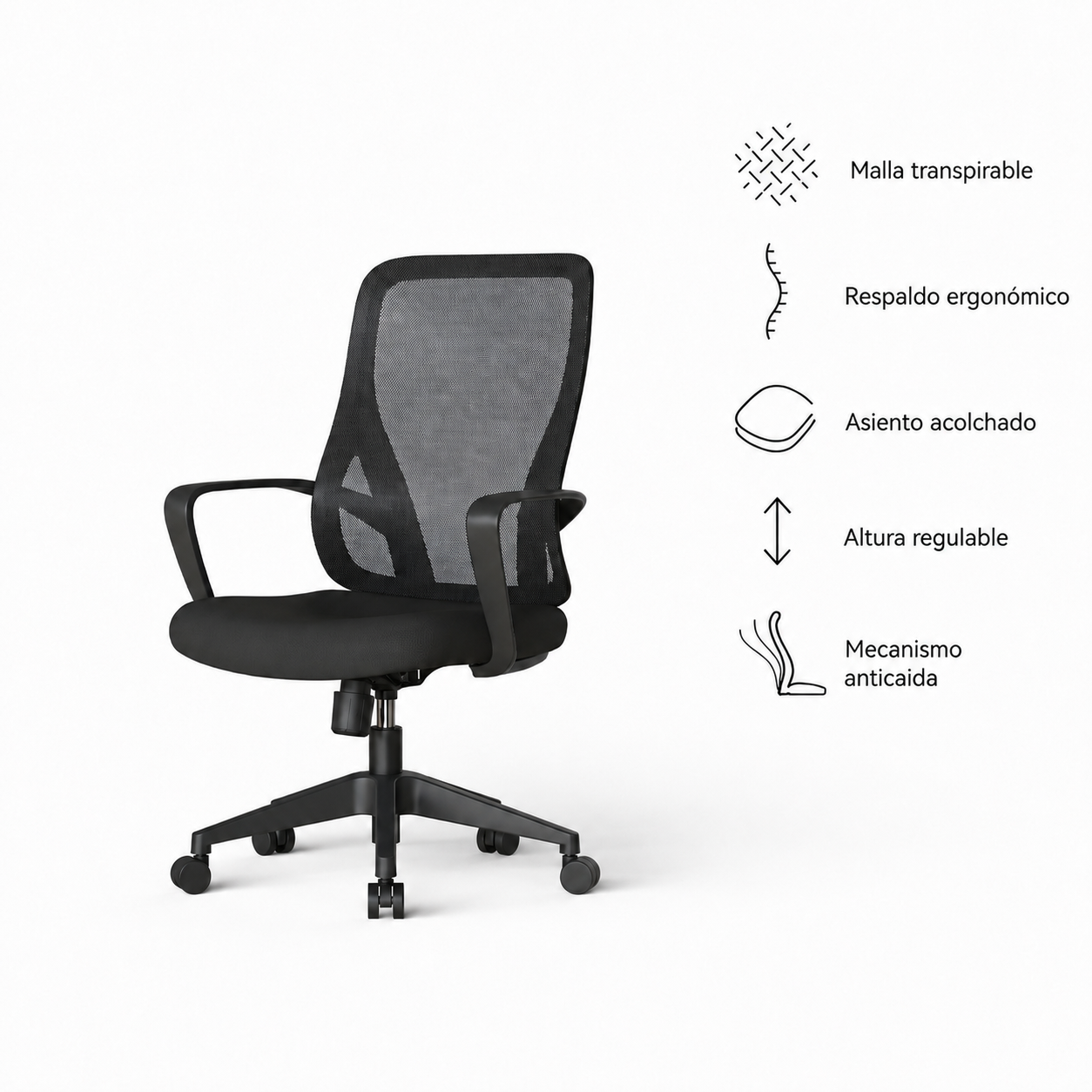 Silla ejecutiva ergonómica de oficina con respaldo de malla