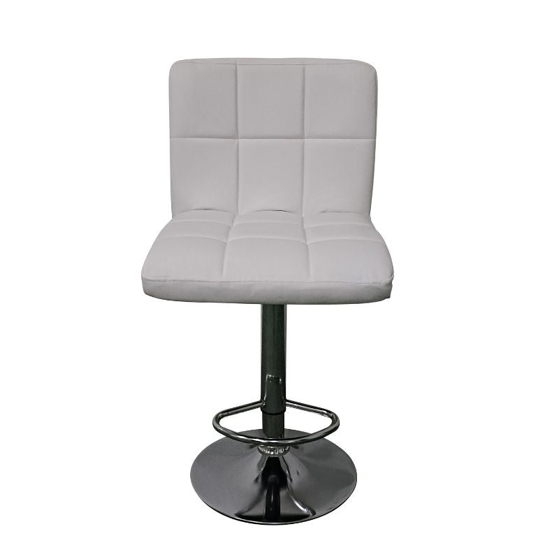 Taburete Alto de Cocina o Barra en Polipiel Blanca – Altura Ajustable con Reposapiés Cromado – Estilo Moderno 93x44x44 cm - Buyqualia