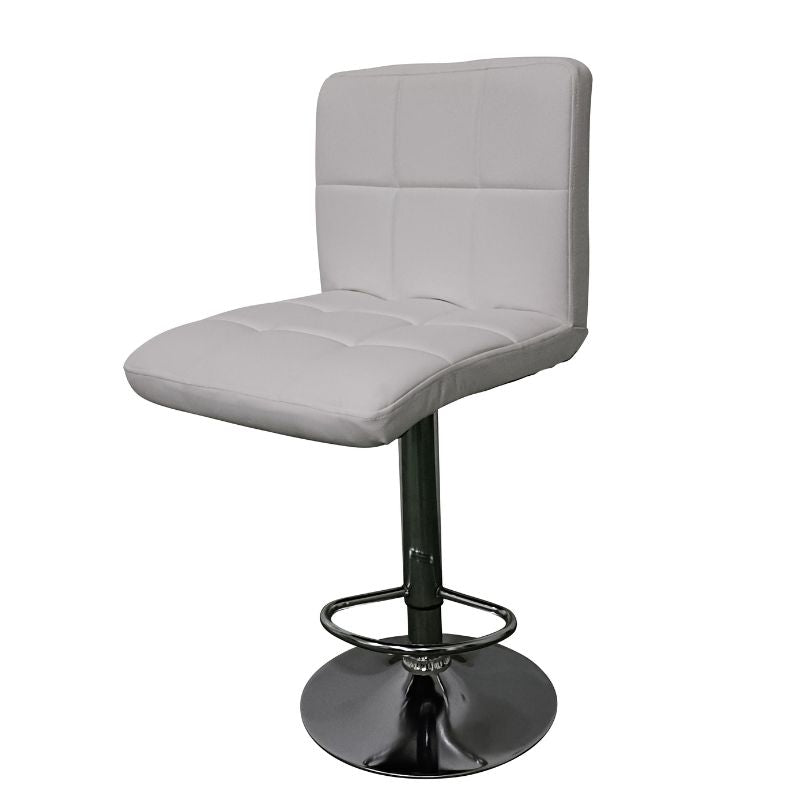 Taburete Alto de Cocina o Barra en Polipiel Blanca – Altura Ajustable con Reposapiés Cromado – Estilo Moderno 93x44x44 cm - Buyqualia