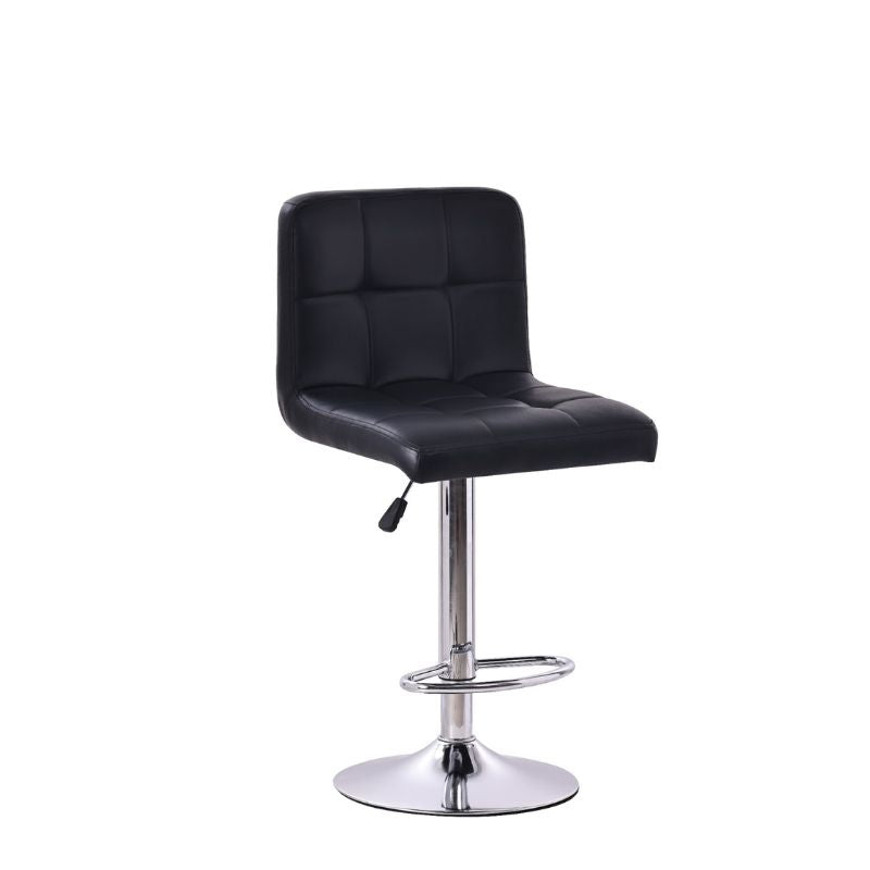 Taburete Alto de Cocina o Barra en Polipiel Blanca – Altura Ajustable con Reposapiés Cromado – Estilo Moderno 93x44x44 cm - Buyqualia