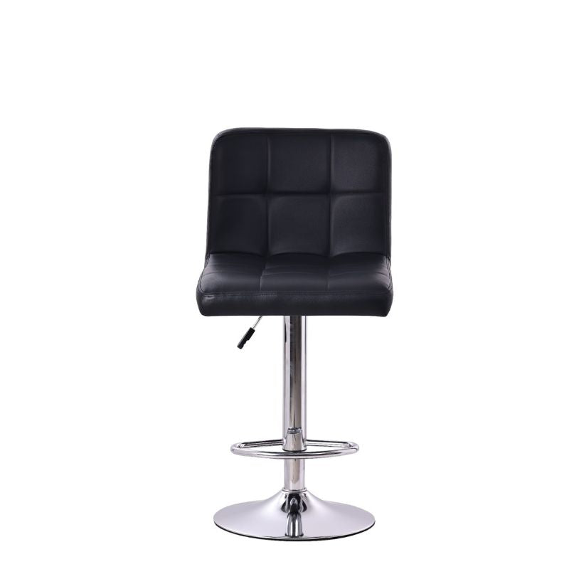Taburete Alto de Cocina o Barra en Polipiel Blanca – Altura Ajustable con Reposapiés Cromado – Estilo Moderno 93x44x44 cm - Buyqualia