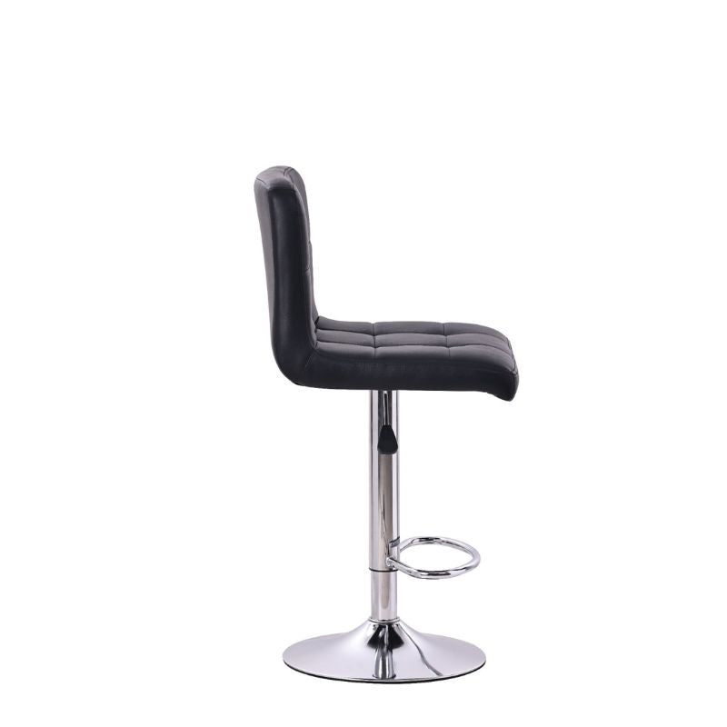 Taburete Alto de Cocina o Barra en Polipiel Blanca – Altura Ajustable con Reposapiés Cromado – Estilo Moderno 93x44x44 cm - Buyqualia