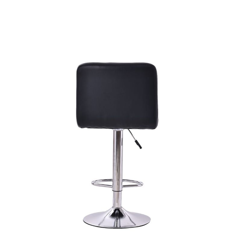 Taburete Alto de Cocina o Barra en Polipiel Blanca – Altura Ajustable con Reposapiés Cromado – Estilo Moderno 93x44x44 cm - Buyqualia