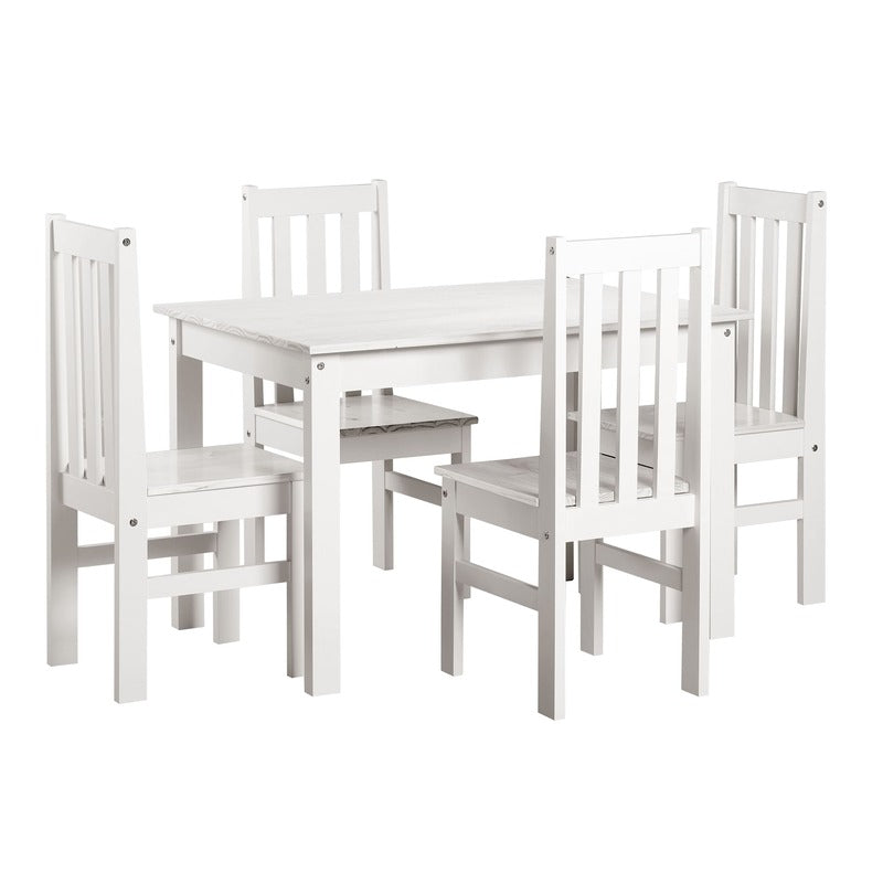 Juego de 2 Sillas de Comedor de Madera Maciza - Modelo OSMA - Blanco - Buyqualia