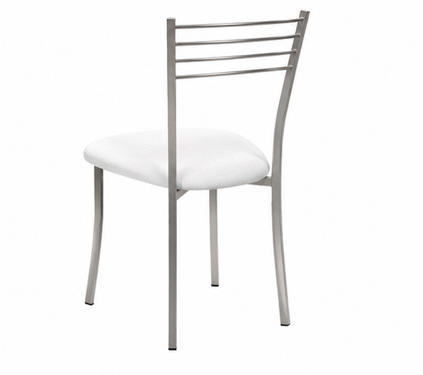 Silla de comedor moderna con patas metálicas y asiento acolchonado blanco – Respaldo ergonómico, diseño minimalista, 91x40x45 cm - Buyqualia