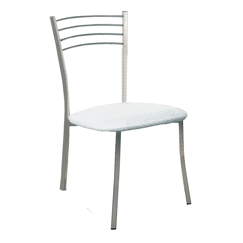Silla de comedor moderna con patas metálicas y asiento acolchonado blanco – Respaldo ergonómico, diseño minimalista, 91x40x45 cm - Buyqualia
