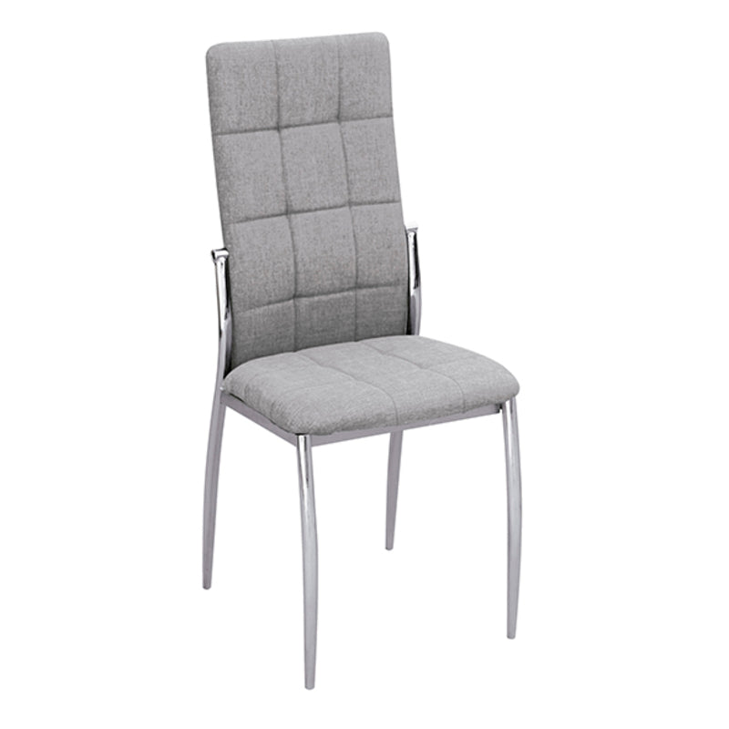 Pack de 4 sillas de comedor grises con patas metálicas – Asiento de tela con diseño de cuadros, estilo moderno, 44x46x10 cm - Buyqualia